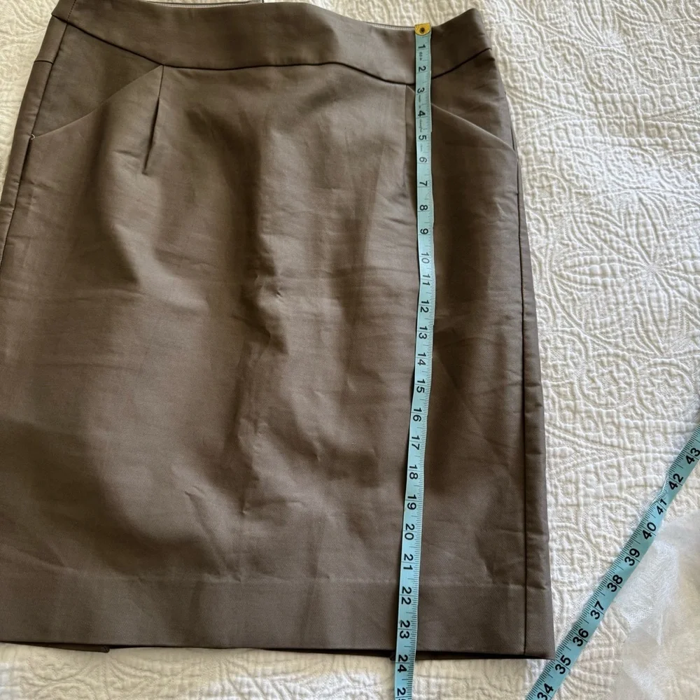 J Crew Womens Solid Taupe Pencil Skirt Work Career Cotton Spandex 10 NWT